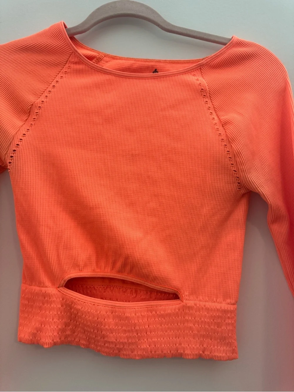 Free People Movement Cut It Out Long Sleeved Neon Orange Top
